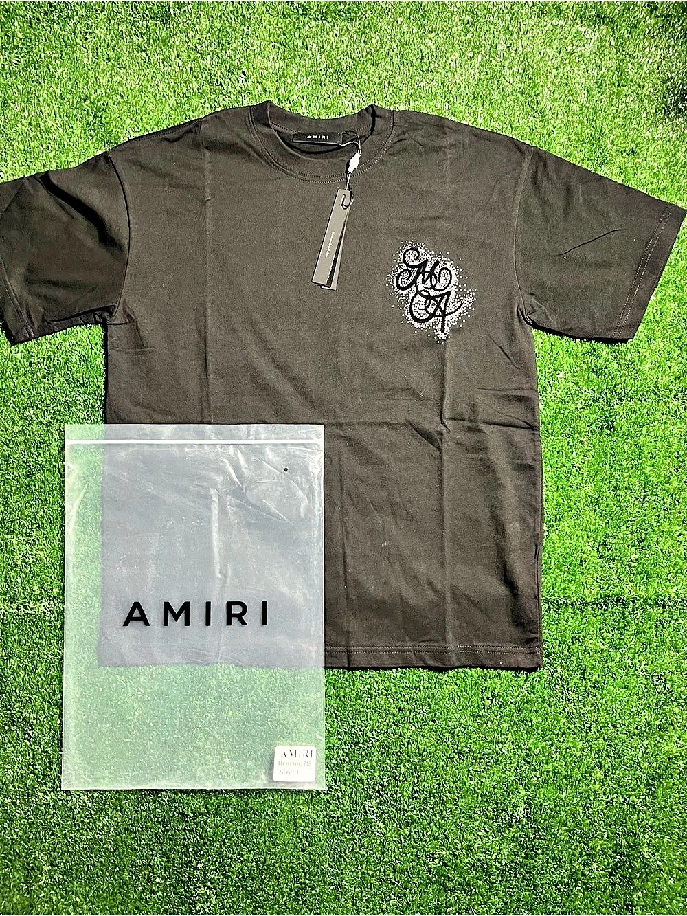 Amiri Crystal AMIRI Script Oversized Tee T-Shirt Black